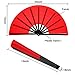 Maitys 2 Pcs Large Folding Fan Handheld Nylon Cloth Foldable Hand Fan Chinese Kung Fu Fan Festival Decoration for Party Favors(Red, Simple Pattern)