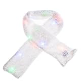 ZPTONE LED Scarf Light Up Costume Rainbow Colors Flashing White Scarf Rave Lights Halloween Costume Party Favors Light Up Toys Novelty Christmas Gift