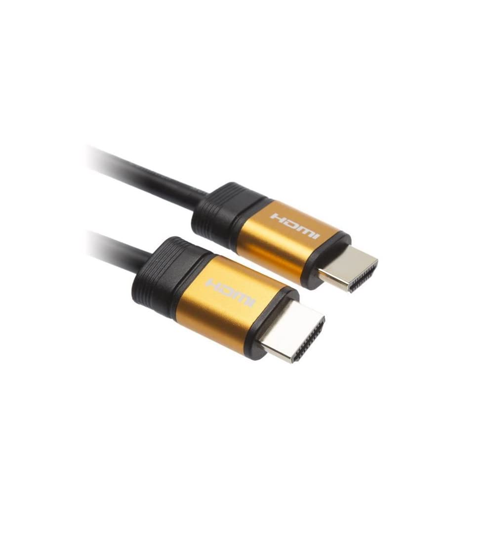 APM 590466 HDMI Cable 1.8 m 4K Ethernet Long HDMI Cable Male/Male Connectors - TV and Video Accessories - Exceptional Resolution 4 x HD 1080p - 3D Video Management - Black and Gold