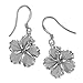 Rhodium Plated Sterling Silver 5/8 Inch Hibiscus Dangle Earrings