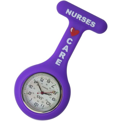 JAS Unisex Nurses Lapel Watch Silicone (Infection Control) Nurses Care Purple