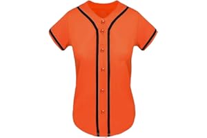 SPTEHW Womens Baseball Jersey Blank Button Down Softball Jersey Hip Hop Hipster Short Sleeve Sports Uniform