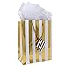 12 Large Metallic Gold and White Gift Bags for Women Baby Shower Birthday Wedding Graduation for Men Kids Girls Adults Boys Teens in Exquisite Designs: Polka Dots, Stripes & Chevron