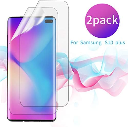 TPU Screen Protector for Samsung Galaxy S10 Plus, Full Screen Coverage Screen Protector, 3D Curved Tempered Glass, HD Clear Anti-Bubble Film (2 Pack)