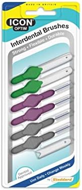 ICON Stoddard INTERDENTAL Brushes Mixed Trial Pack of 6 Brushes in 3 Trial Sizes (Large- Green/Purple/Grey - 2 Brushes of Each)