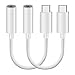 USB C to 3.5mm Headphone Jack Cable Adapter 2-Pack, AKwor Type C 3.1 Male to 3.5mm Female Stereo Audio Headphone Connector only for Motorola Moto Z, LeEco Le 2/Max 2, Not Fit for HTC (White)