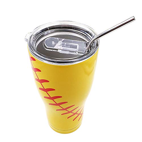 DeanFire-30oz-Softball-Tumbler-Cups-with-Lid-and-Straw-Sports-Coach-Travel-Coffee-Mug-Stainless-SteelVacuum-Insulated-Gift-for-Mom-Dad-Friend-softball
