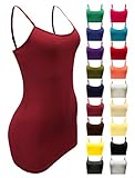 Enimay Women's Long Cami Built in Bra Adjustable Spaghetti Strap Camisole