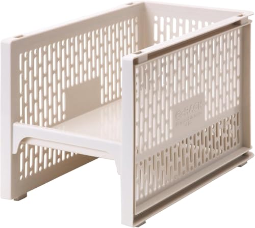 サンコープラスチック(SankoPlastic) 収納 eラック SM 幅22.6×奥行38.8×高さ24.9cm ベージュ 日本製 ケース スタッキング 整理整頓 スペース 有効利用 シンプル 428875