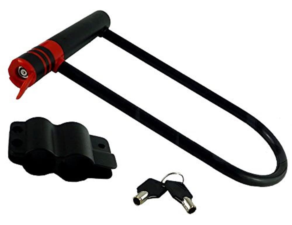 Merriway BH04739 180 x 245mm (7 inch x 9.6 inch) Bicycle U-Lock with Keys and Bracket - Black