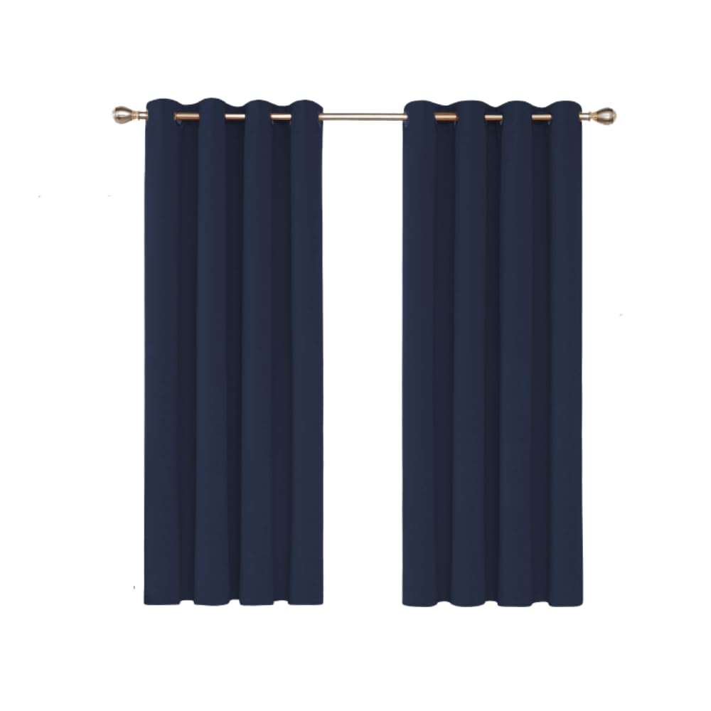 Ev Dekor® EVCRTN01 Thermal Blackout Curtains for Bedroom, Offices, Hotels Windows 46"(116cm) Wide X 54"(137cm) Long, Navy - 2 Panels with Tie Backs — image 1