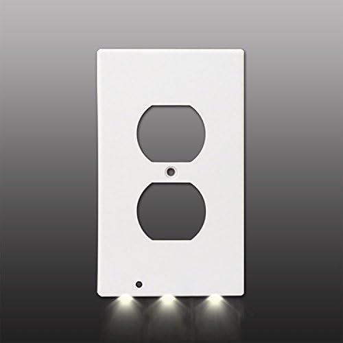 Exgreem GuideLight Wall Plates - Best Energy Saving LED Night Lights Wall Outlet Cover- Fireproof Material- No Batteries Or Wires, White (1 Pack Duplex)