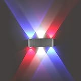 Lemonbest Modern Wall Sconce Up and Down Lighting Spotlight Fixture LED Decorative 6W Light for Home Theater Studio Hallway Porch Bedroom Bathroom Vanity Lighting, Blue White Red