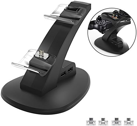 PS4 Controller Charger Charging Station, X-DODD Dual USB Charging Station for Sony Playstation 4, PS4 Controller and PS4 Pro/PS4 Slim Controller-Black