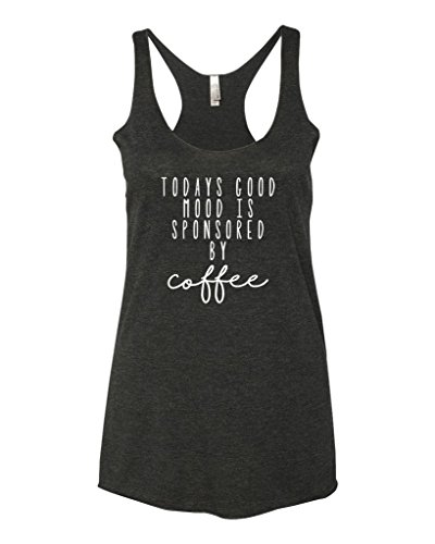 Panoware Women's Funny Graphic Racerback Tank Top | Today's Good Mood is Sponsored by Coffee, Vintage Black, Small - Thumbnail 4