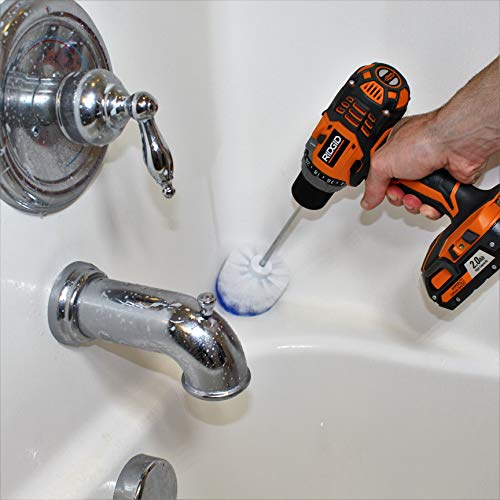 RotoScrub Bathroom Cleaning Scrub Pads + Corners and Edges Brush - Drill Accessory Combo Kit