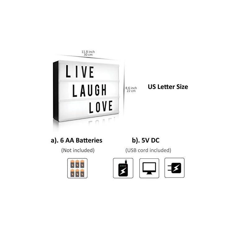 Light up Box Sign with Letters A4 Size DIY Decorative Cinema Symbols