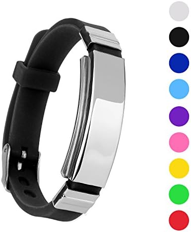 AIOPAKE Personalized Silicone Bracelet, Custom Engraved Stainless Steel Sports Bracelet Adjustable Size for Men and Women (Black)