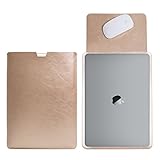 WALNEW Sleek New MacBook 12 inch with Retina Display Protective Soft Sleeve MacBook 12 inch Case Cover Carrying Bag with Exterior Mouse Pad, Gold