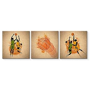 3 Panel Canvas Wall Art Play Basketball Pictures Home Wall Decorations for Bedroom Living Room Paintings Canvas Prints Framed - 12"x12"x3 Panels