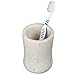 Creative Home Natural Champagne Marble Curvy Collection Tumbler Toothbrush Holder Makeup Brush Holder Bathroom Countertop Organizer, Beige, 3.3 Diam. x 4.5 H Inch