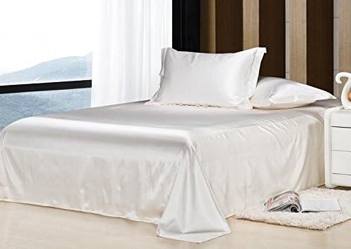 Libero Mart Luxury Soft Silky Satin Duvet Cover Set Twin/TwinXL, Ivory 3-Pc