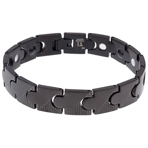 The Jewelbox Mens Bio Magnetic Super Light Weight Black Titanium Bracelet - 