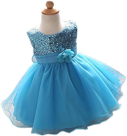 Wgwioo Children Skirt Flower Girls Dress Princess Kids Clothes Tulle Chiffon Sequins Wedding Pageant Bridesmaid Christening Sleeveless Gown Dresses Birthday Party Costumes
