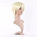 MapofBeauty Synthetic Side Bangs Short Straight Party Cosplay Wig (Light Blonde)