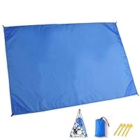 Sand Free Beach Blanket, Waterproof Picnic Blanket, Outdoor Beach Mat with Portable Travel Pouch & 4 Anchor Stakes & Casual Bag (55" 78")