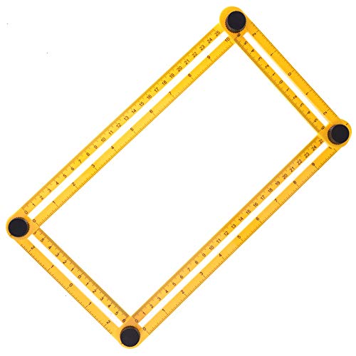 Feeko Template Tool, 2pcs Adjustable Measuring Tool Multi-Angle Measuring Ruler Right Angle Detector Suitable for Contractor Handyman Construction Craftsman Yellow