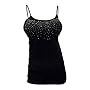 eVogues Plus Size Rhinestone Accented Long Cami Top Black - 1X-2X