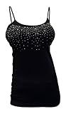 eVogues Plus Size Rhinestone Accented Long Cami Top