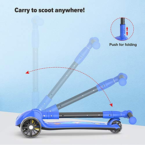 M MEGAWHEELS Monopattino 2 in 1 per Bambini a 3 Ruote, con Altezza Regolabile, Ruote con Illuminazione a LED per Bambini, blu2