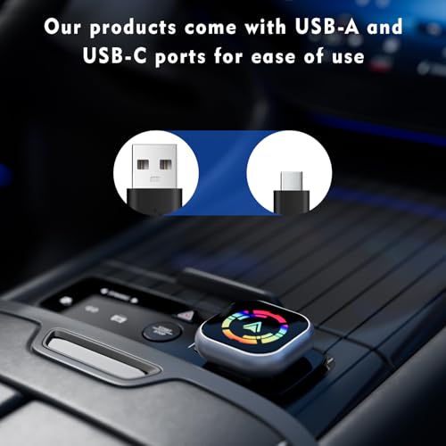 Drepint 2 in 1 Wireless Adapter for CarPlay and Android Car, Upgrade Plug & Play Wireless Carplay Adapter, Fast and Stable Connection without Delays, Compatible with iOS 10+ and Android 11+