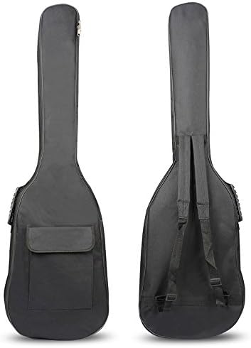 Electric Bass Bag Guitar Bag Double Strap Backpack Soft Case Side Portable Handle Book Pocket 46.5 inch