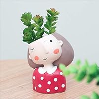 Succulent Plants Decor 3 Inch Playful Girl Cute Style Container Bonsai Planters Ceramic Succulent Planter Pot Cactus Plant Pot Flower Pot Window Box with Hole (Girl)