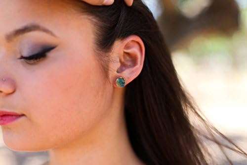 Natural Labrodite Gold Stud Earrings