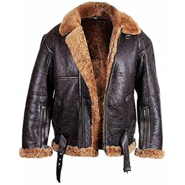 Brandslock Mens Aviator Flying B3 Real Shearling Sheepskin Leather