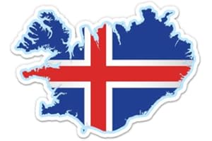 GT GRAPHICS EXPRESS Iceland Map Flag Country Shape - 3" Vinyl Sticker - for Car Laptop I-Pad Phone Helmet Hard Hat - Waterproof Decal