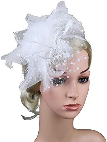 Xflyee Fascinators Hat Flower Mesh Ribbons Feathers Tea Party Cocktail Headband for Girls and Women