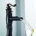 BWE Led Oil Rubbed Bronze 8 Inch Widespread Waterfall Bathroom Faucet 3 Hole Rustic with Pop Up Drain Assembly and Supply Line 2 Handles Black Vanity Lavatory Sink Mixer Tap