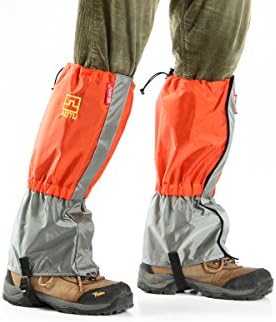 Hiking Ski Snow Gaiters Waterproof Breathable Nylon Men Women Unisex (1 Pair) (Orange)