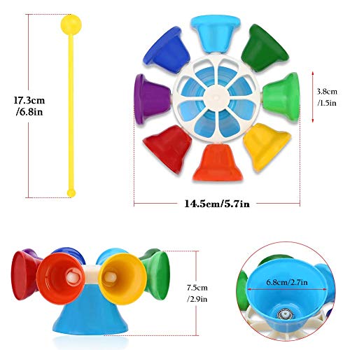 Hand Percussion Bells, 8 Note Diatonic Metal Musial Bells Musical Learning Toy for Kids, Children and Toddlers