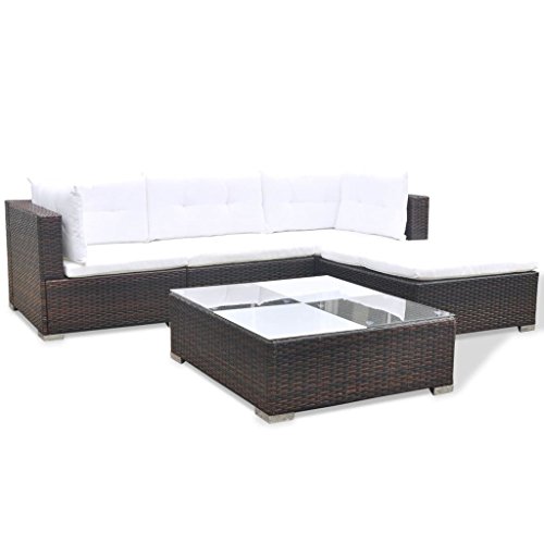 vidaXL Gartenmöbel 14-TLG. Poly Rattan Sofa Lounge Sitzgruppe Gartengarnitur – Bild 4