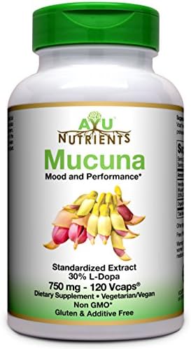Natural Mucuna Extract (30% L-Dopa)-750mg,120 Vcaps|Made in USA|Highest Potency on the Market|Promotes dopamine,testosterone,mood,normal fertility,healthy sperm/ova,vitality,virility and stamina