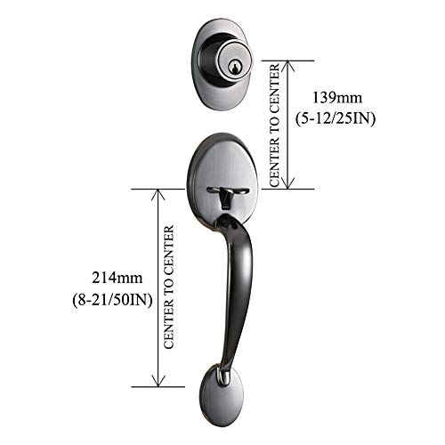 Double Door Entry HandleSet with Key and Knob Door Handle (for Entrance and Front Door) Reversible for Right and Left Handed and a Single Cylinder Deadbolt Handle Set in US15A,MDHST1998PW-AMZ
