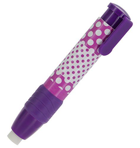 Emraw Dot.Ted Two Color Retractable Soft Stick Vinyl Eraser - Nonabrasive - Refillable & Retractable - Colors Included: Green, Blue, Pink & Purple (4-Pack)