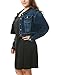 uxcell Women Plus Size Button Closed Cropped Denim Jacket Dark Blue 1X