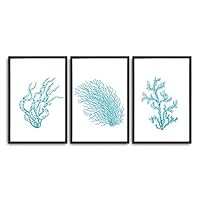 3 Piece Framed Canvas Wall Art Simple Seabed Elements Canvas Prints Home Artwork Decoration for Living Room,Bedroom - 16